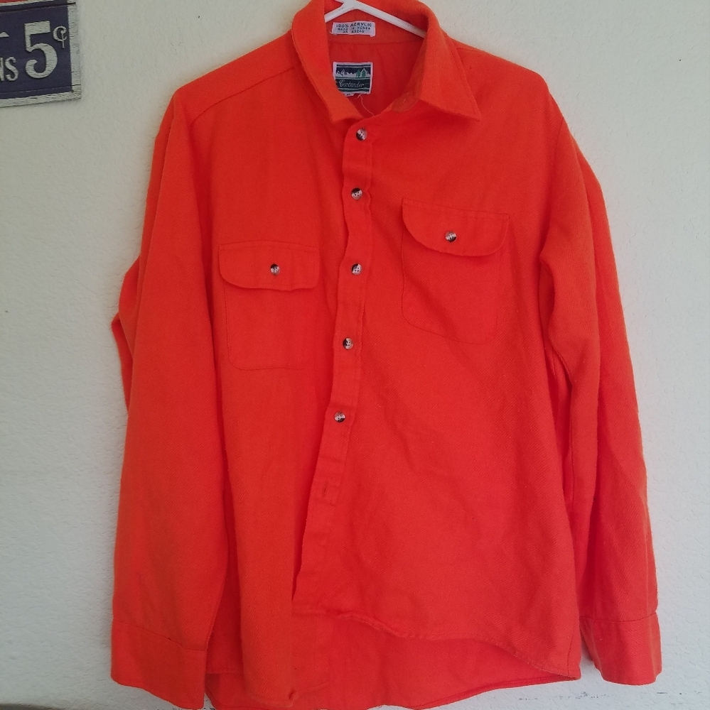 Contender Hunter Orange Button Front Shirt - XL. Condition is Pre-owned.